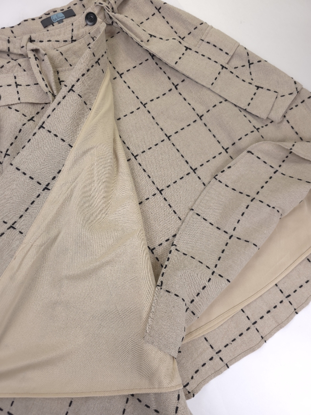 Anthropologie Eva Franco Windowpane Belted Pocket Detailed Wrapped Skirt - Sz 6 - Picture 8 of 16